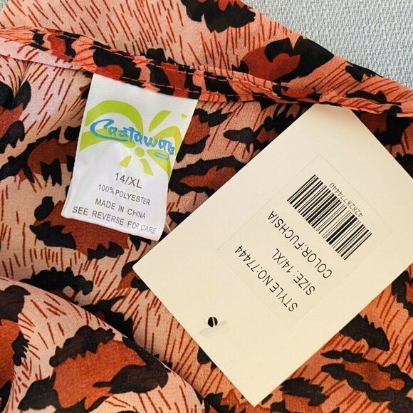 CASTAWAY Women Short Batwing Sleeve Pull Over Animal Print Shirt Size 14/XL-NWT - Picture 10 of 11